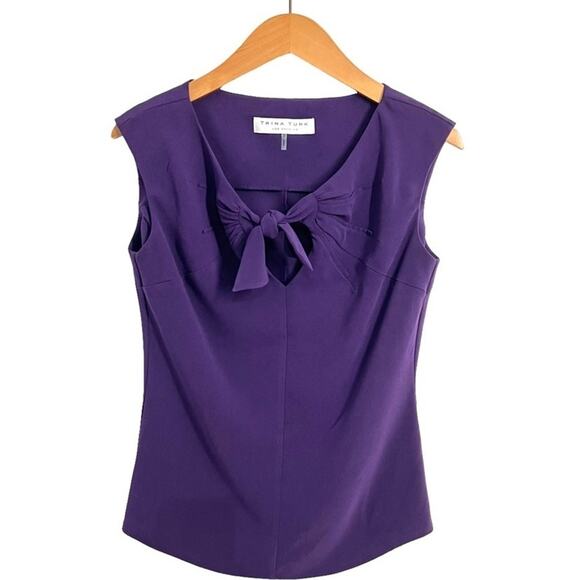 Trina Turk Tops - TRINA TURK Dark Purple Tie Bow Sleeveless Top Women's Size Small